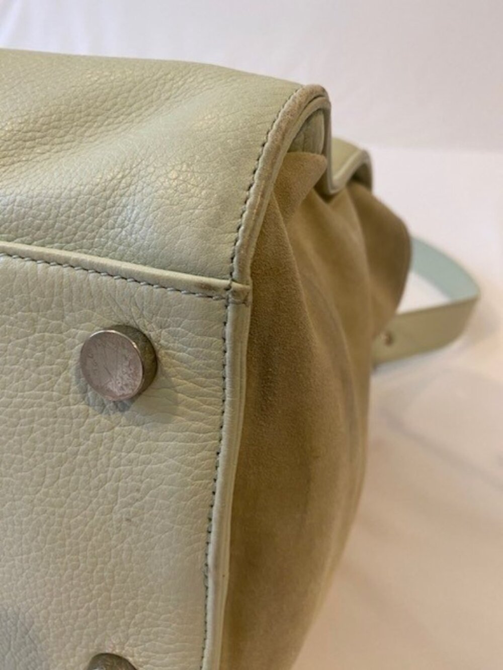 Jimmy Choo Rosalie Leather & Suede 2 Way Crossbody Tote Bag Light Green - Picture 10 of 16